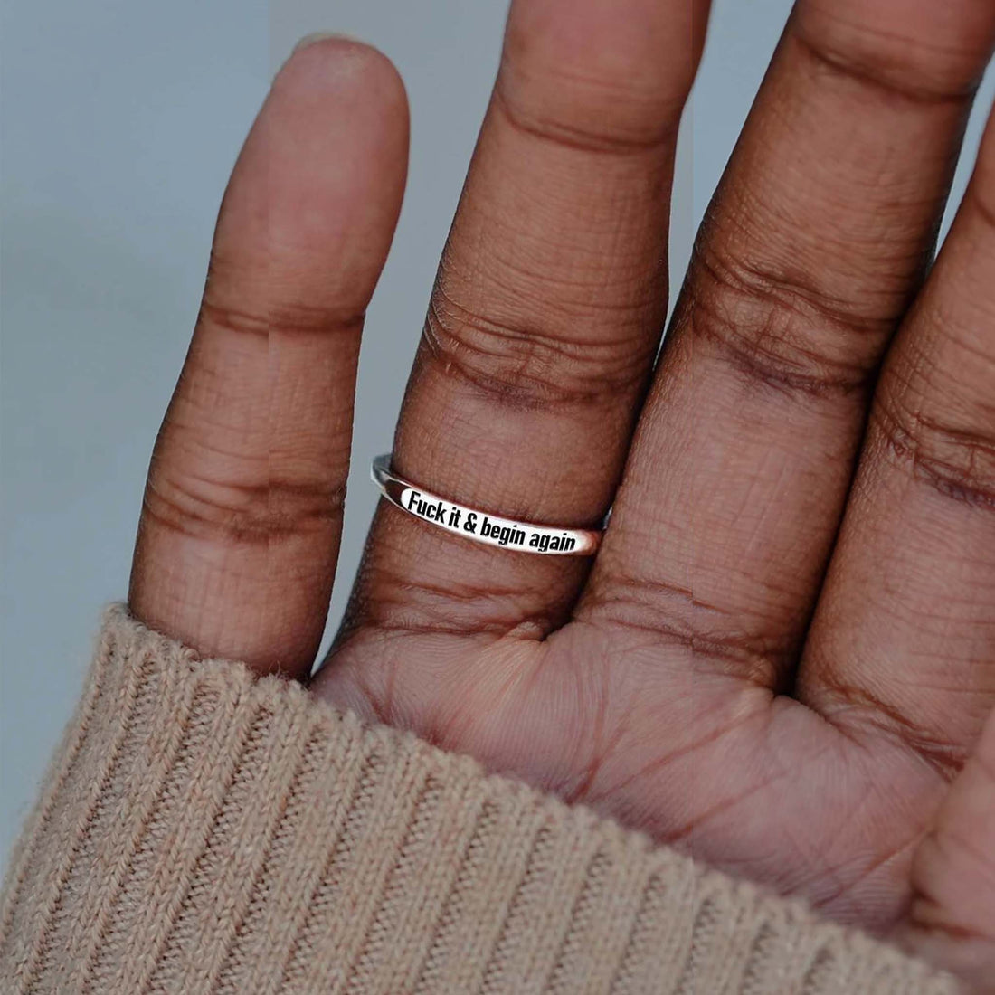 “Rise Up and Begin Again" Silver Lotus Ring