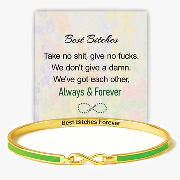 Best Bitches Forever Infinity Enamel Bangle Bracelet