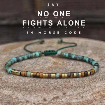 'No One Fights Alone' Morse code Bracelet
