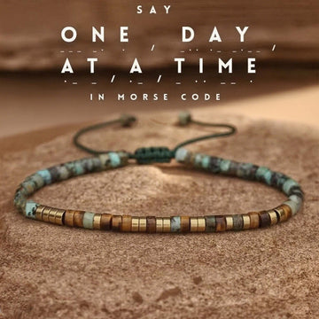 'ONE DAY AT A Time' Morse code Motivational Bracelet
