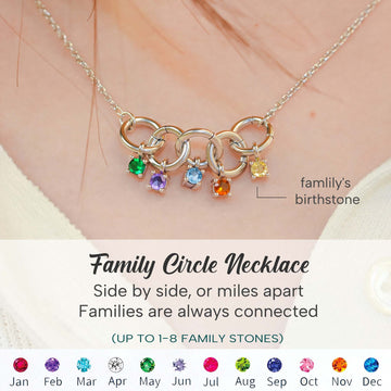 Custom Birthstone Family Circle Necklace