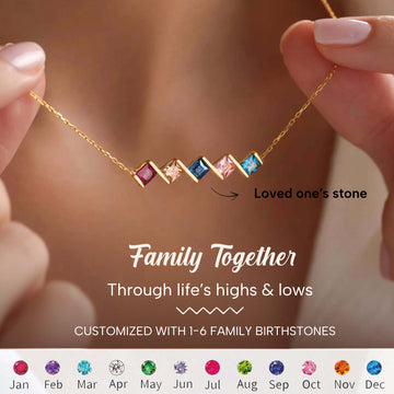 Custom Birthstone High Low Family Necklace