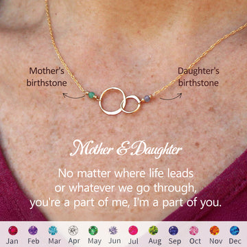 Mother & Daughter Interlocking Crystal Birthstone Necklace