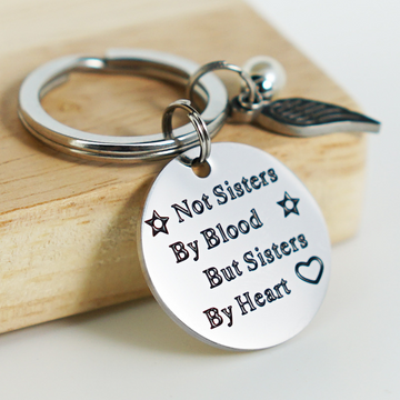 "Not sisters by blood but sisters by heart" sisterhood gift keychain 👭
