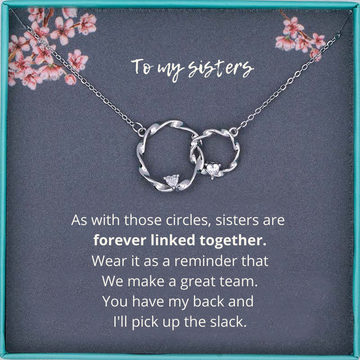Sisters Forever Linked Together 2 Hearts Sterling Silver Beauty Necklace