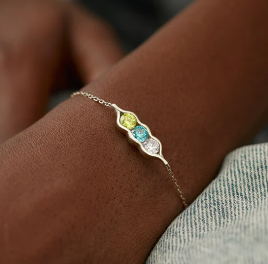 PEAS IN A POD 2-6 Birthstone Pea-Pod Bracelet-Perfect Christmas Gift for Friends