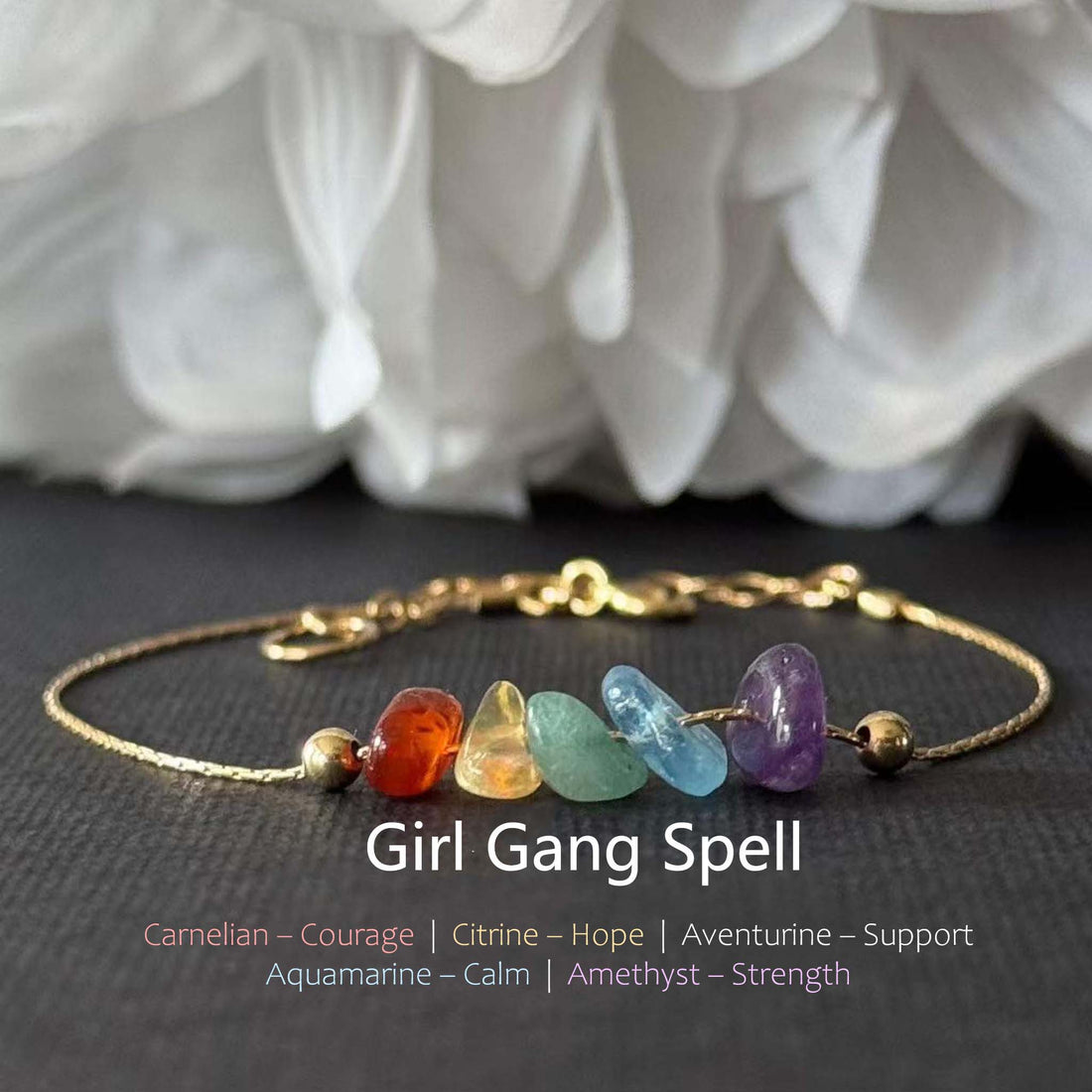 Girl Gang Spell Raw Crystal Bracelet/ Anklet