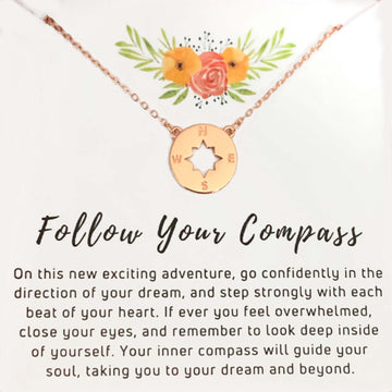 Follow Your Compass S925 Dainty Cute Necklace -Perfect Graduation/Birthday Gift Choice ❤️