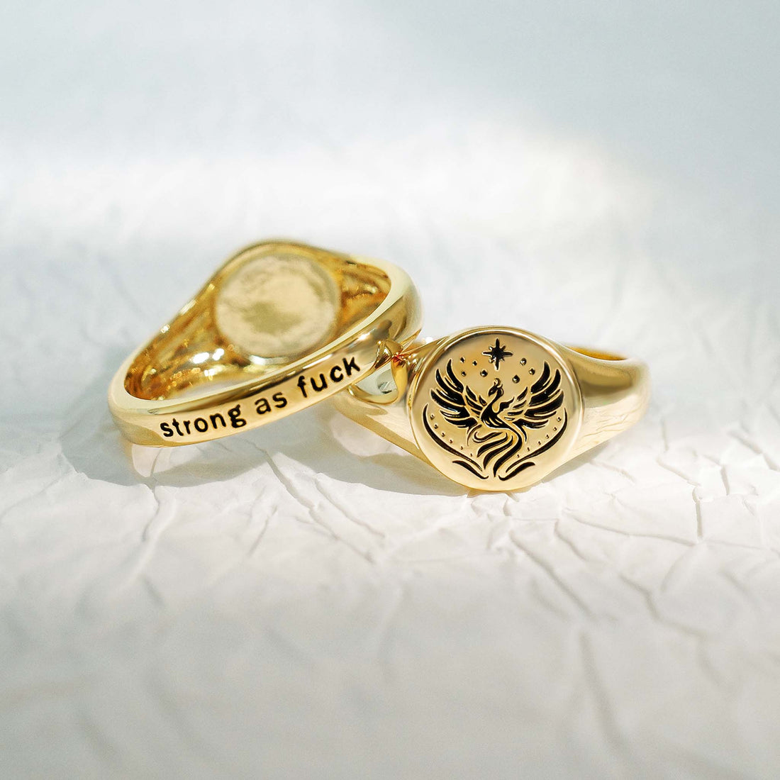 Strong As Fuck Phoenix Signet Ring