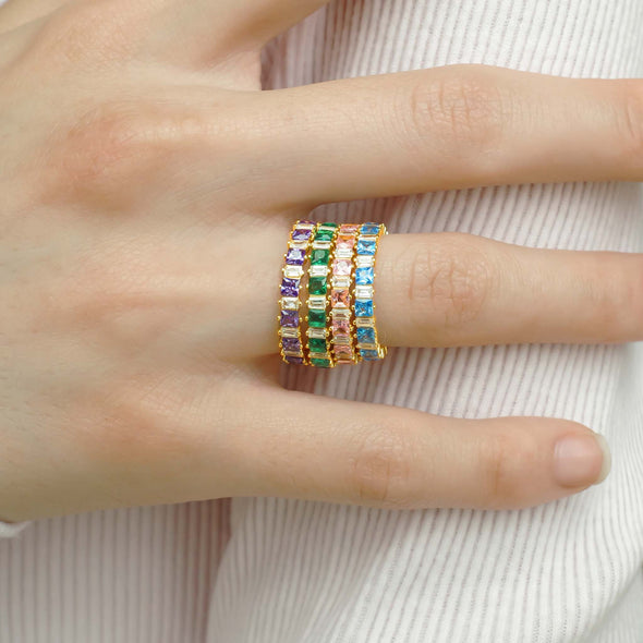 Stacking Square Birthstone Ring