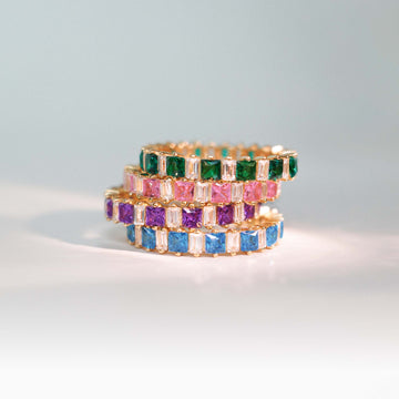 Stacking Square Birthstone Ring