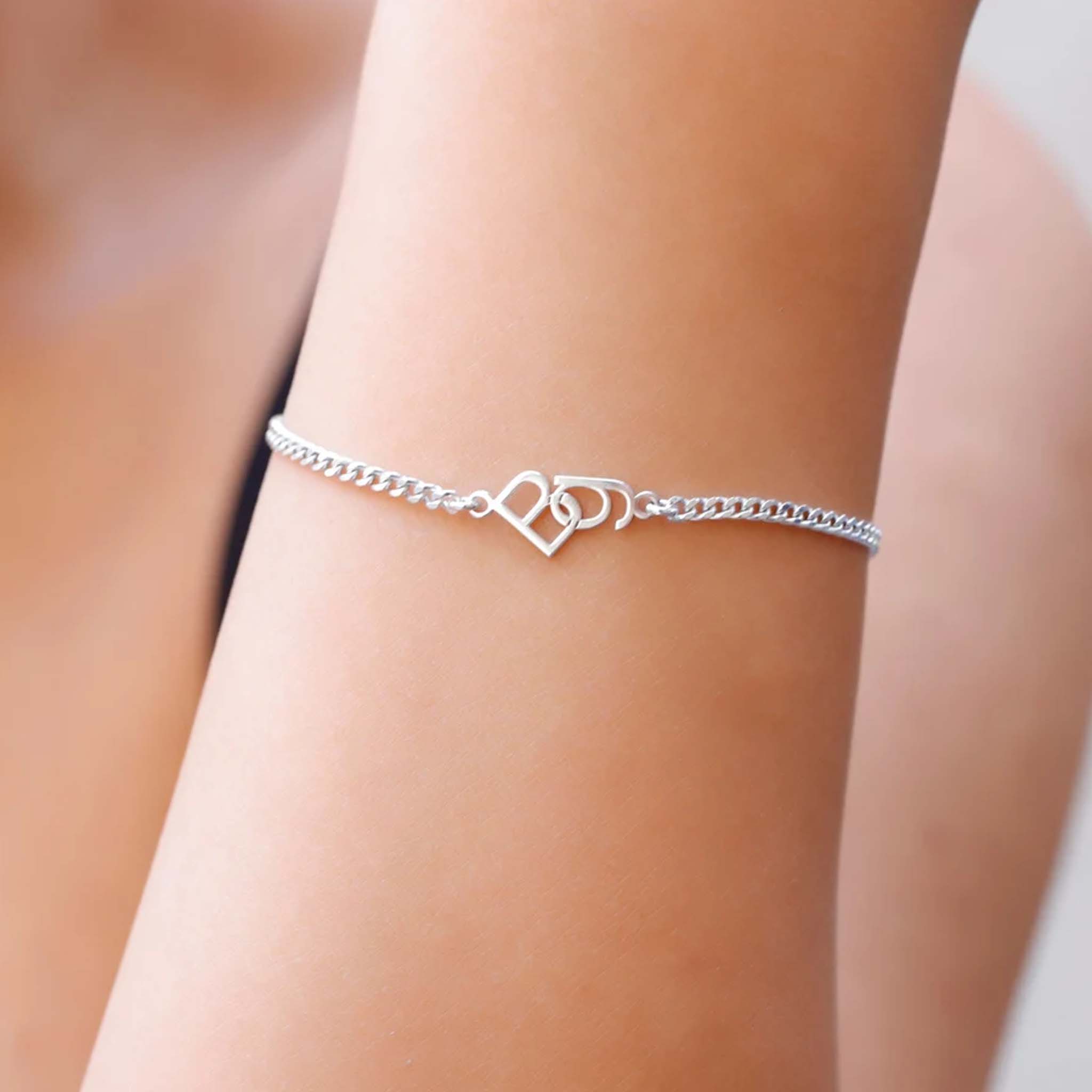 Custom Two Initial Interlocking Bracelet