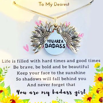 Inspirational Sunflower Necklace-YOU ARE A BADASS ❤️