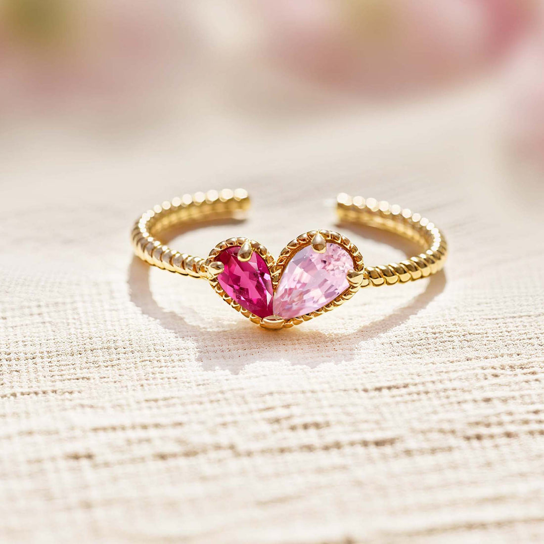Custom Eternal Heart Birthstone Adjustable Ring