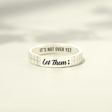 LET THEM Sterling Silver PAVÉ MANTRA RING