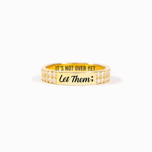 LET THEM Sterling Silver PAVÉ MANTRA RING