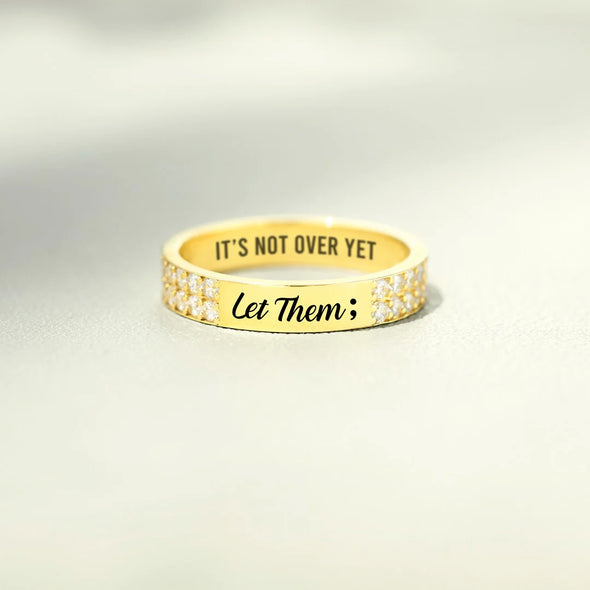 LET THEM Sterling Silver PAVÉ MANTRA RING