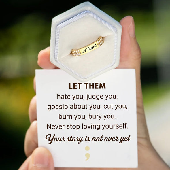 LET THEM Sterling Silver PAVÉ MANTRA RING