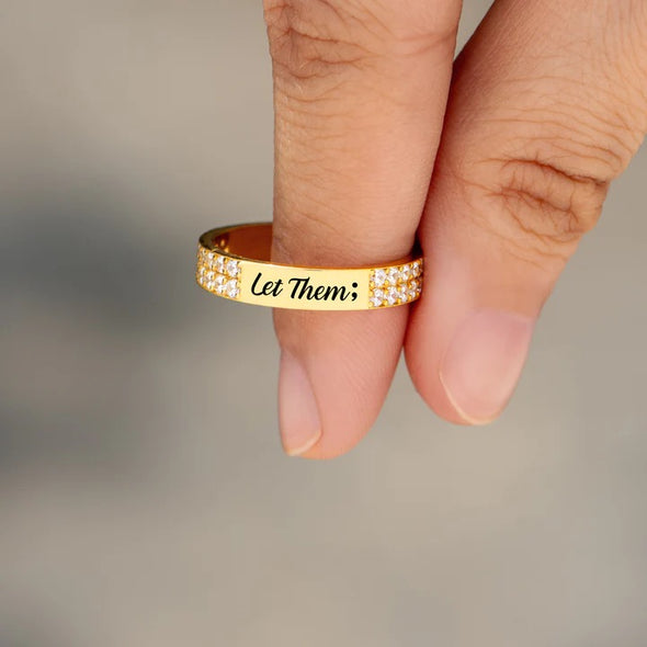 LET THEM Sterling Silver PAVÉ MANTRA RING