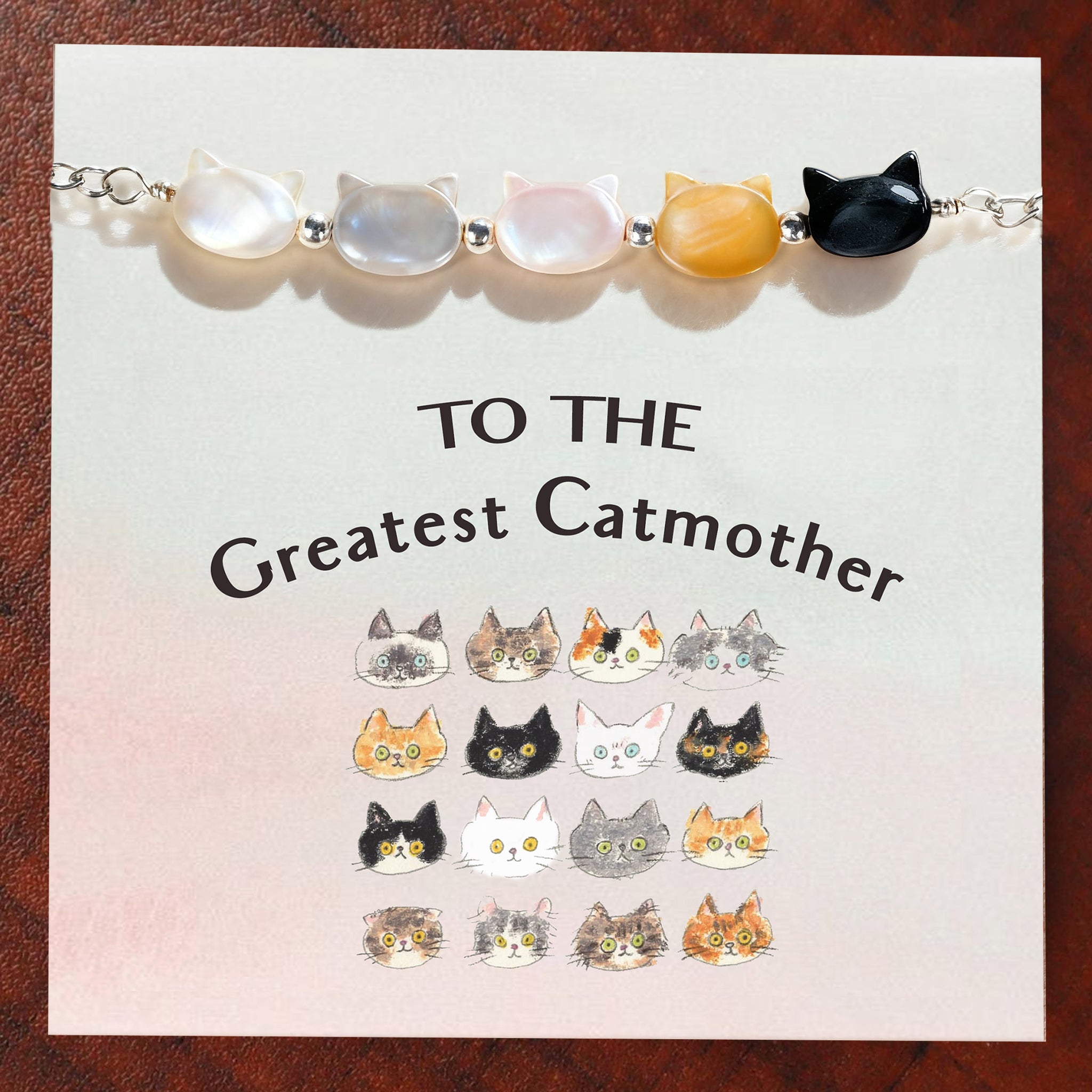 Cat Mother Color Gemstone Bracelet