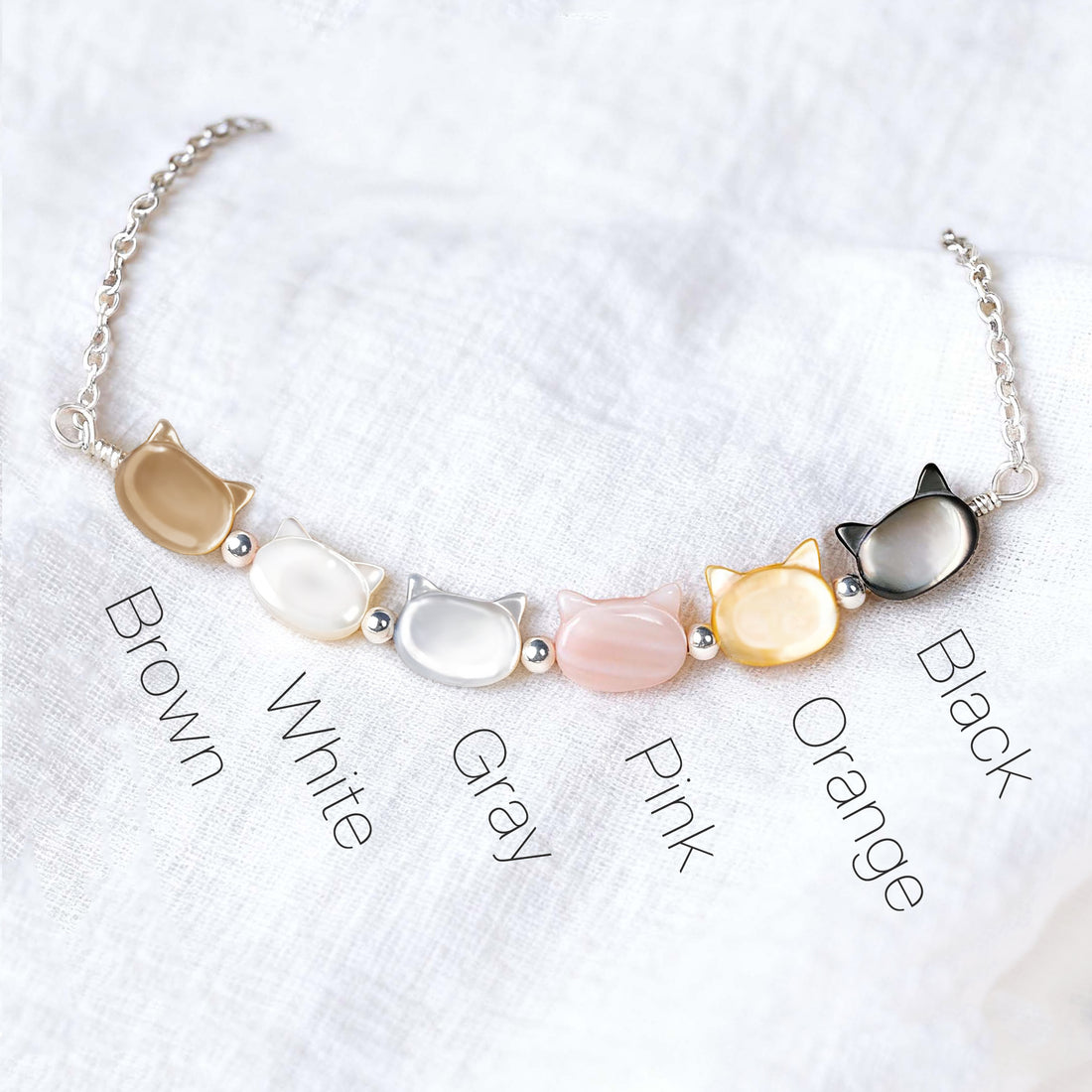 Cat Mother Color Gemstone Bracelet