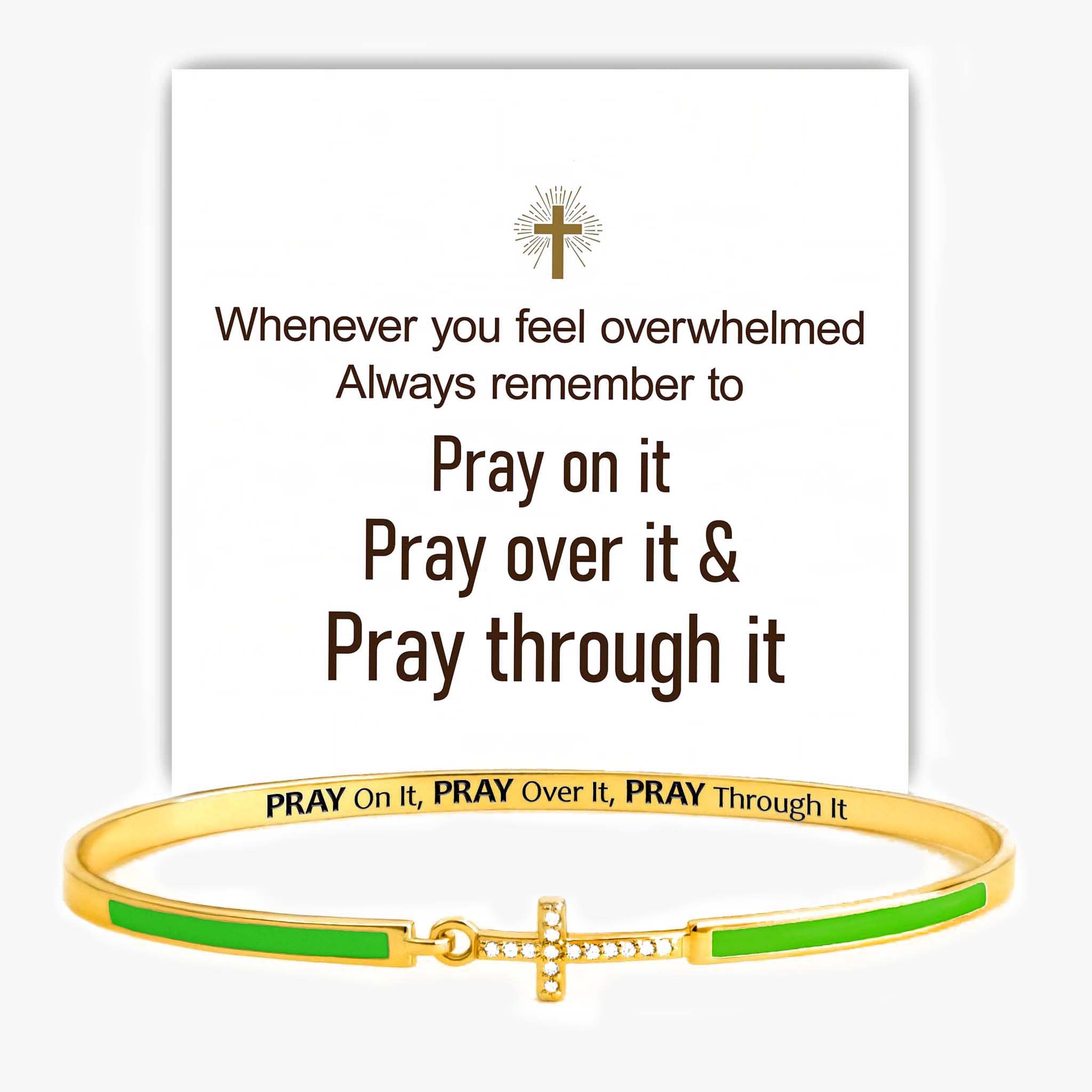 Pray On It Enamel Cross Bracelet