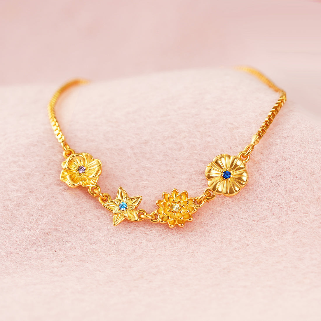 Personalized 1-10 Birth Flowers Bracelet-Mother's day Gift for Mom/Grandma/Wife