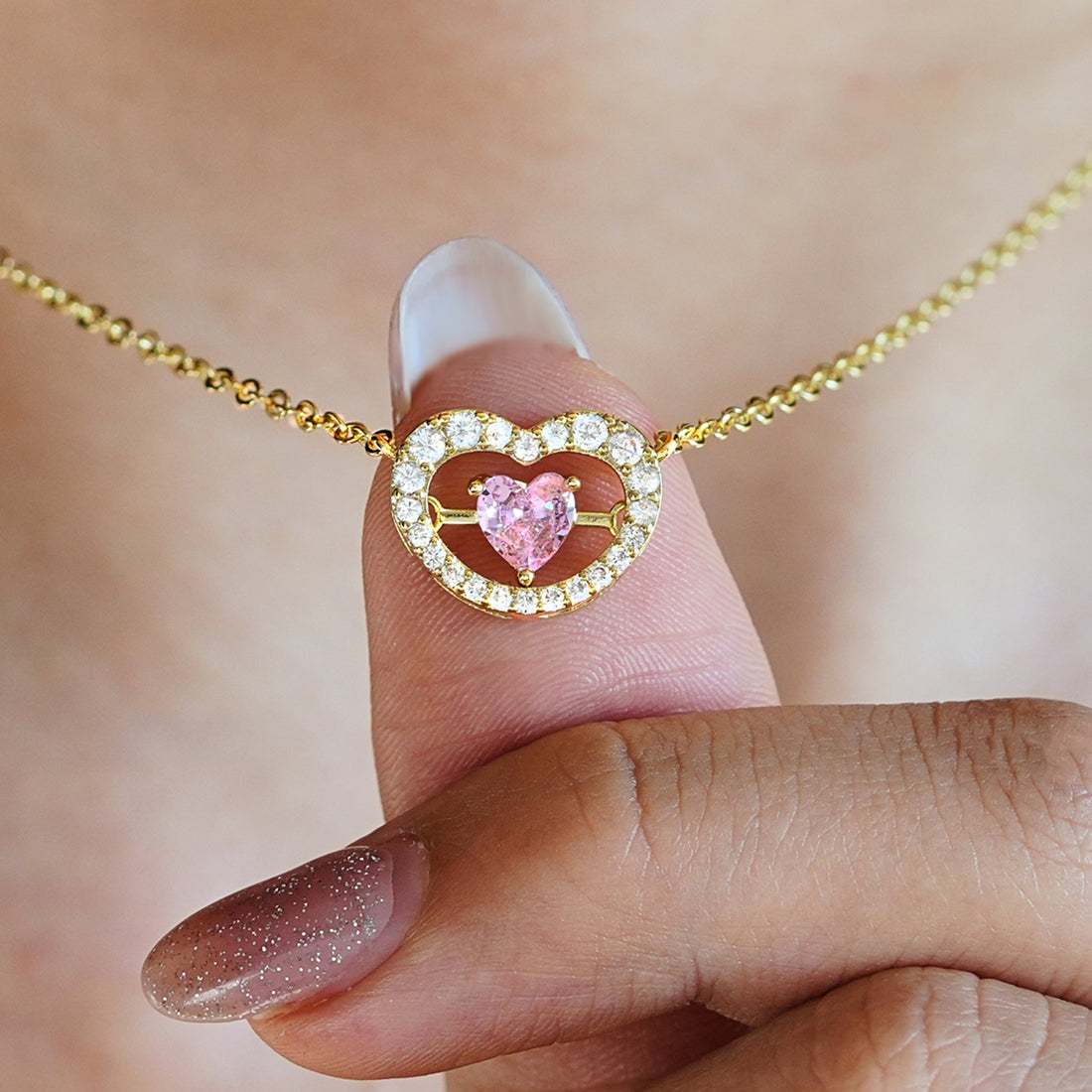 Mother & Daughter Joined At Heart Necklace