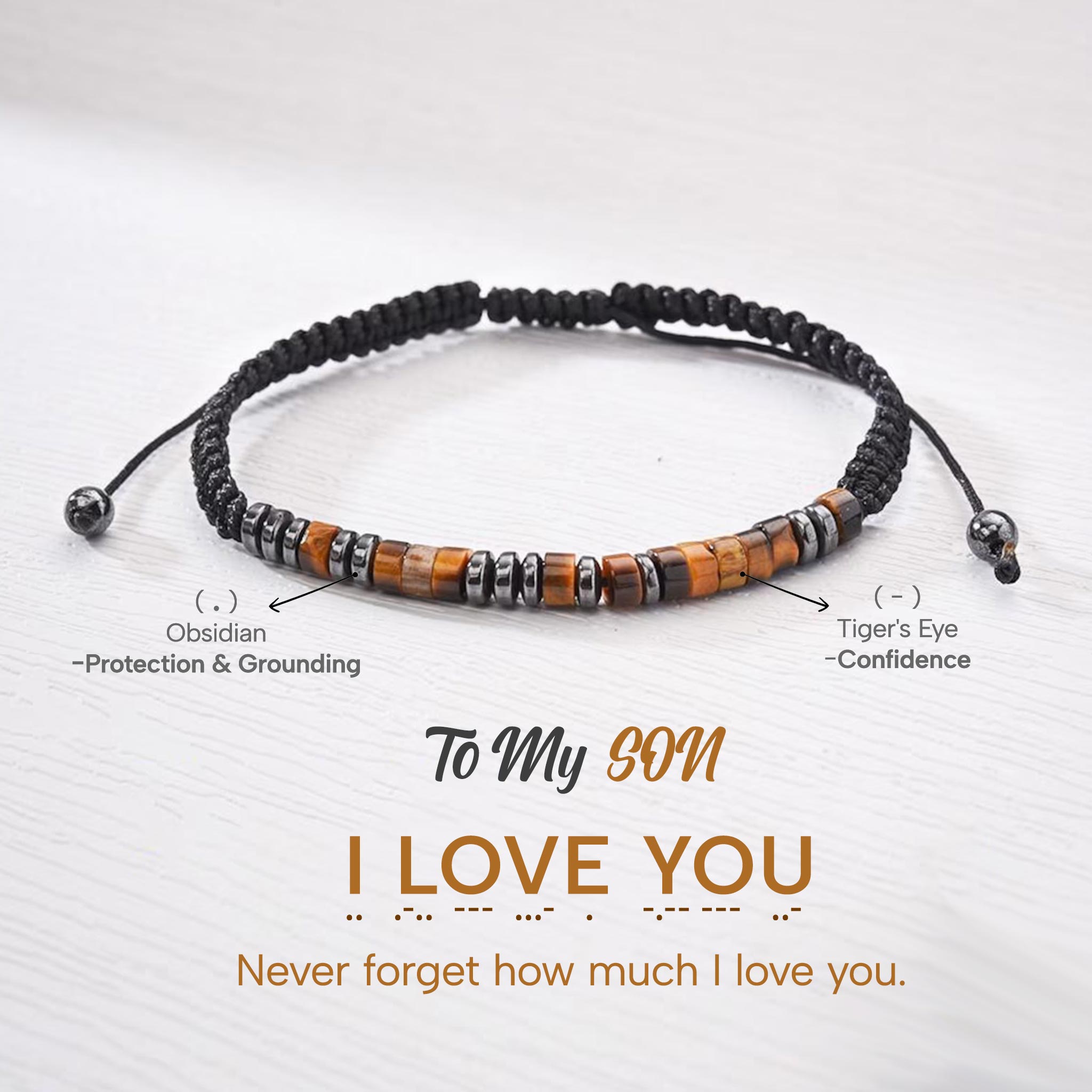 I Love U My Son Morse Code Bracelet