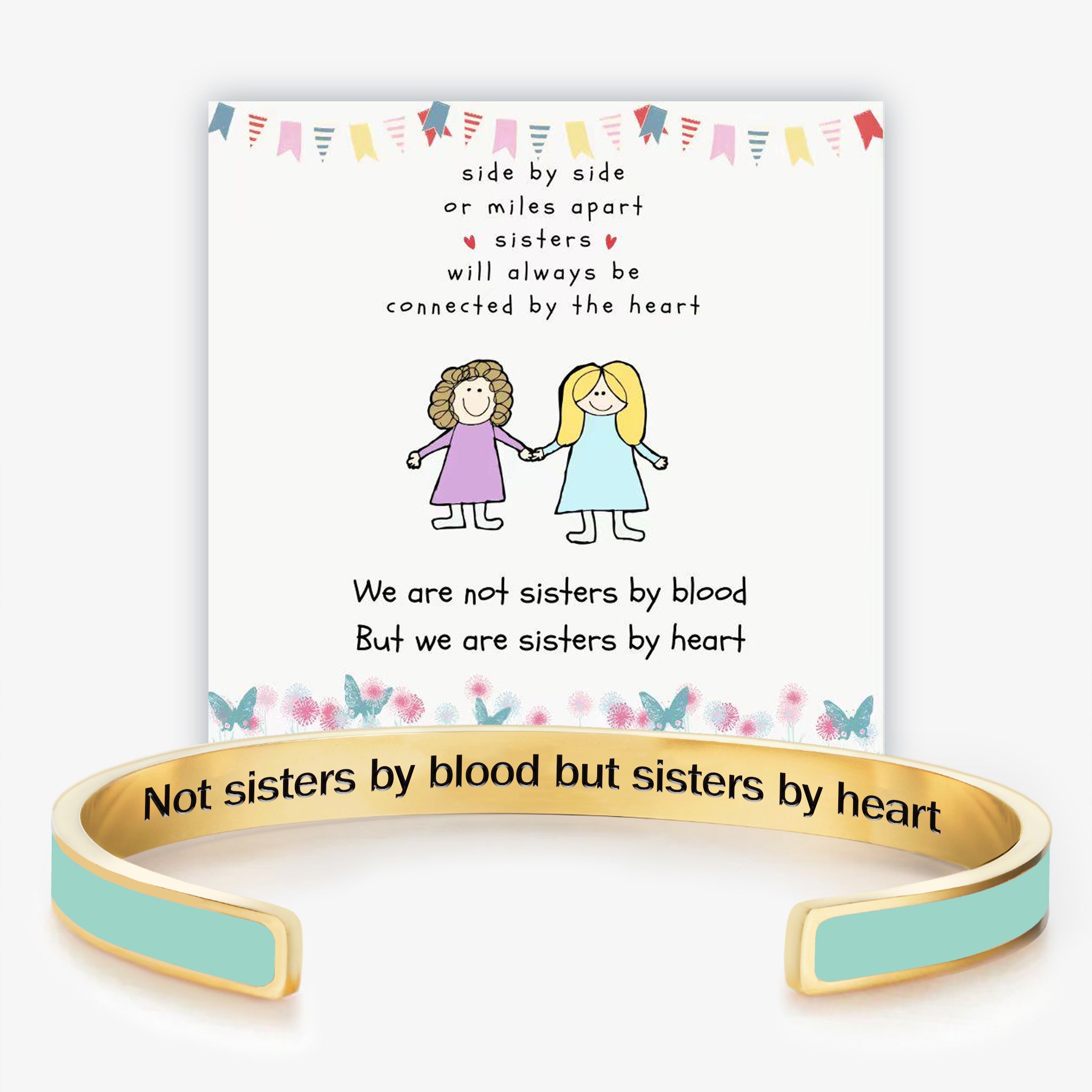 Not Sisters By Blood But Sisters By Heart Multiple Color Cuff Bracelet