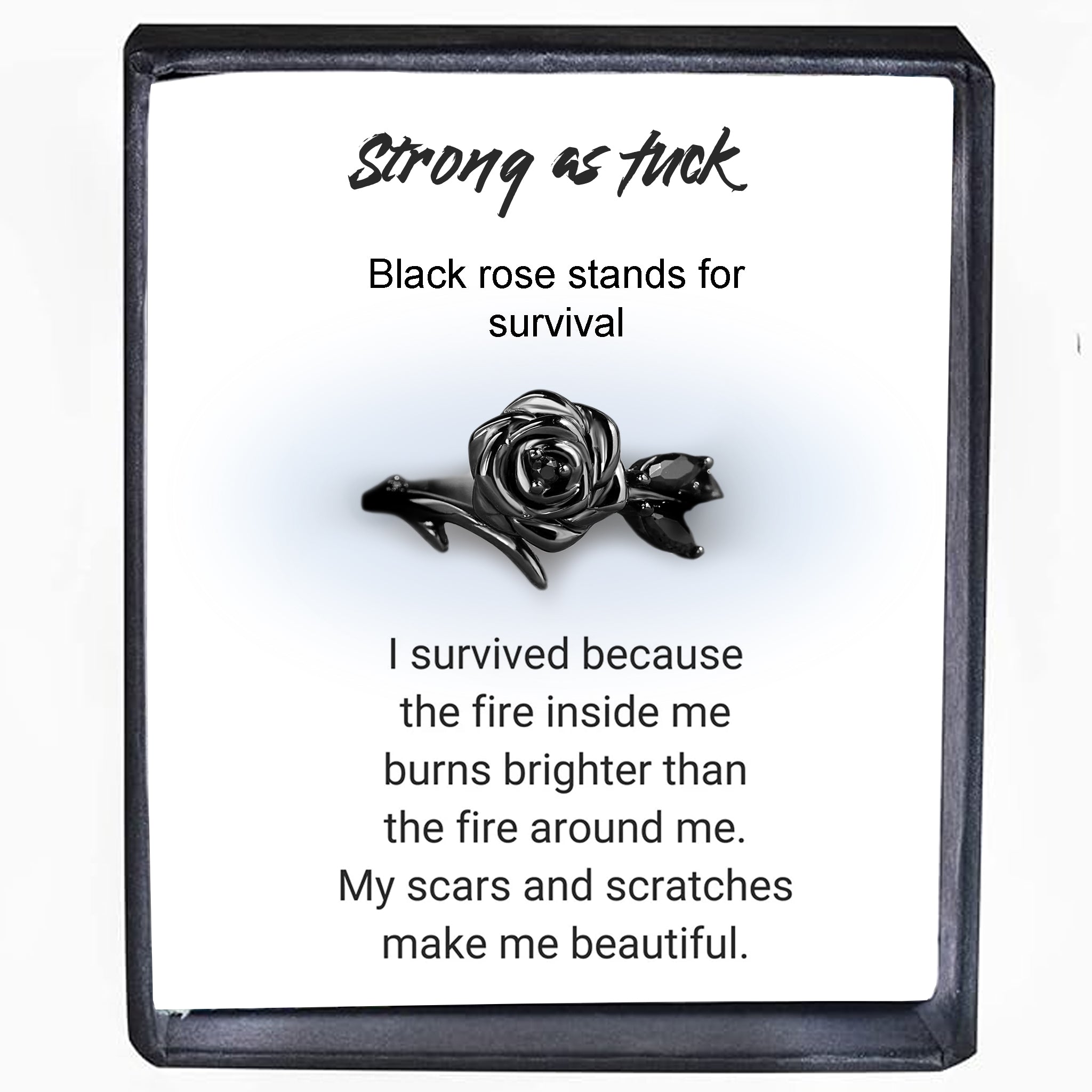 Strong As Fuck Black Rose Self-Love Ring