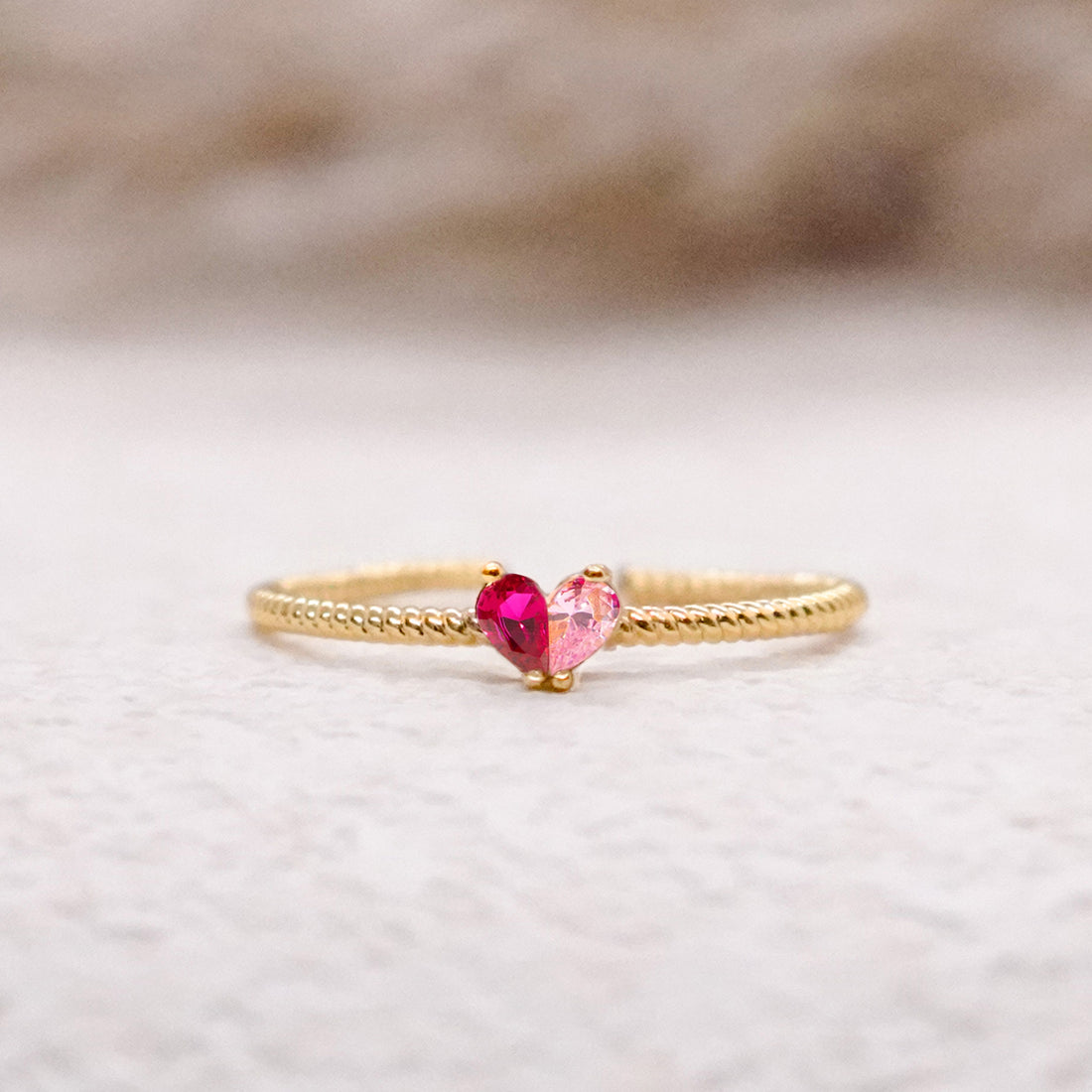Custom Tiny Heart Birthstone Adjustable Ring-Mother's Day Gift