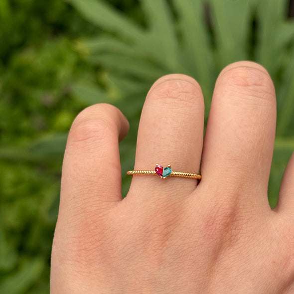 Custom Tiny Heart Birthstone Adjustable Ring-Mother's Day Gift