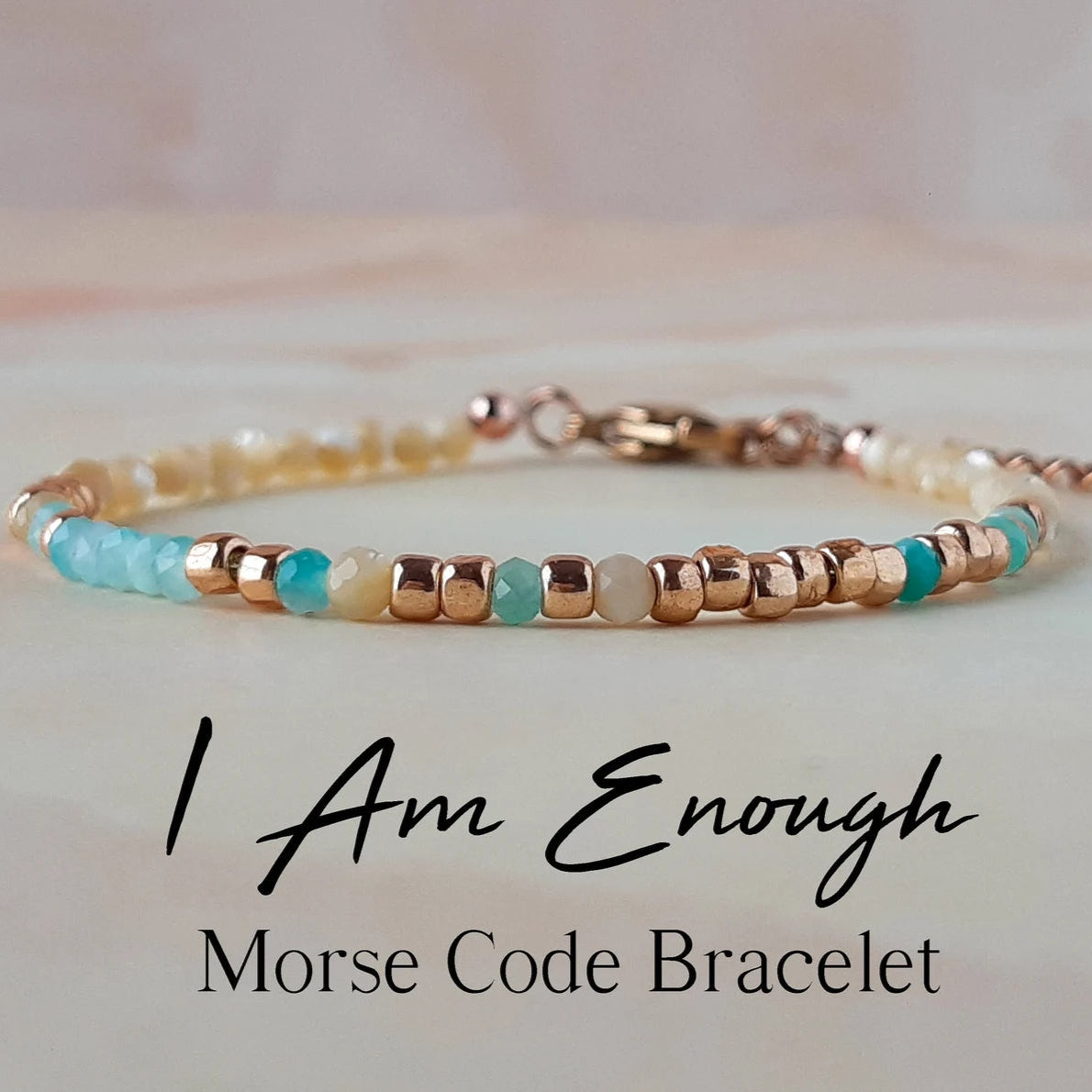 Gemstone 'I AM ENOUGH' Morse Code Bracelet