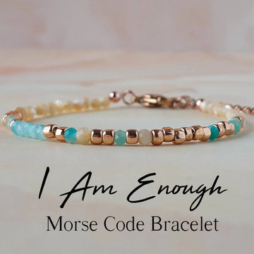 Gemstone 'I AM ENOUGH' Morse Code Bracelet