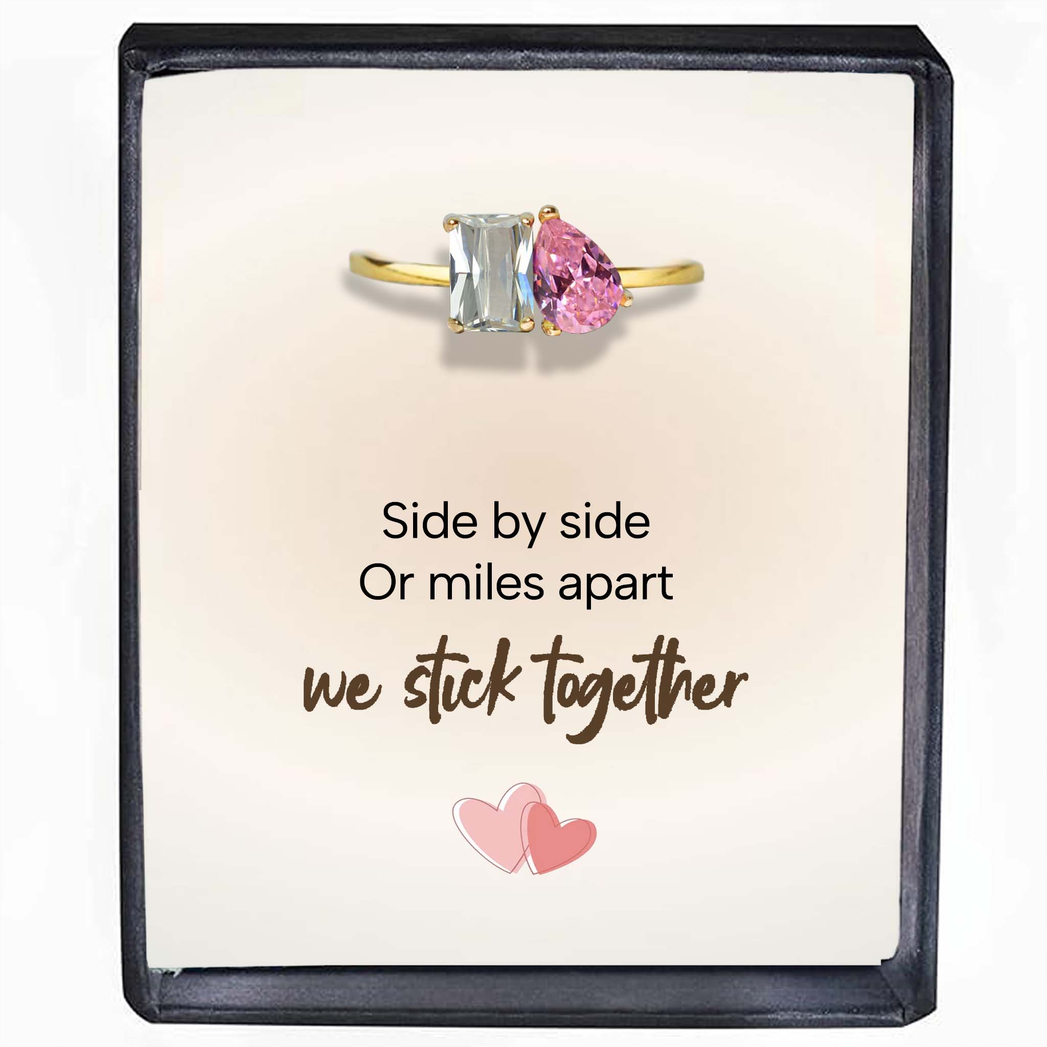 Toi et Moi - Personalized Emerald And Pear Cut Birthstone Ring