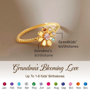 Mama's Blooming Love Flower Birthstone Ring