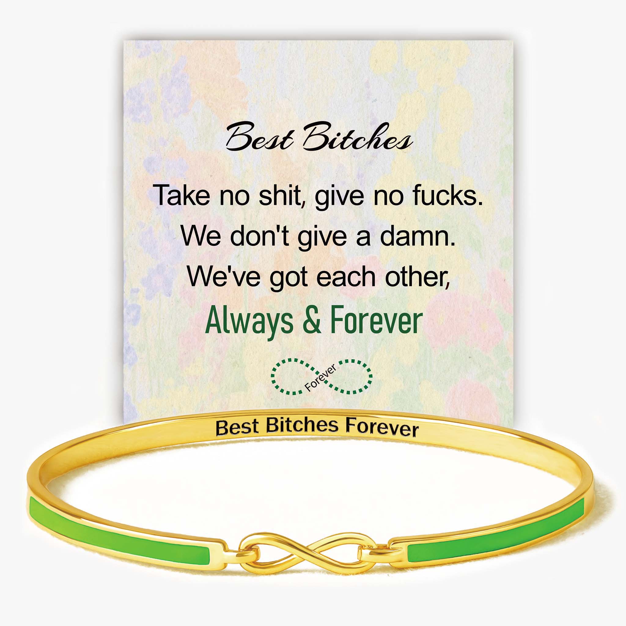 Best Bitches Forever Infinity Enamel Bangle Bracelet
