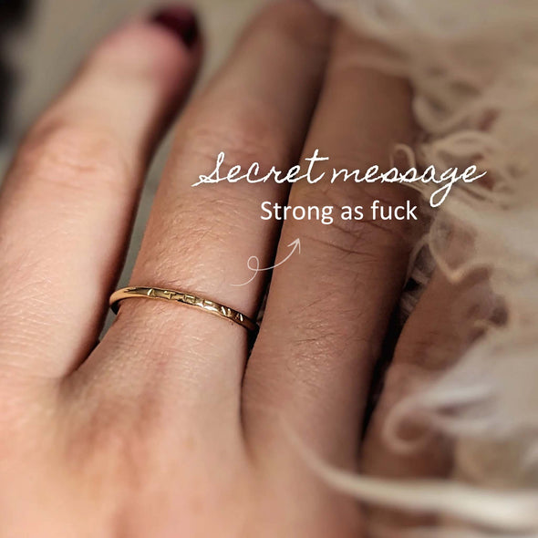 Handcraft 'Strong as Fuck'Secret Message Adjustable Ring
