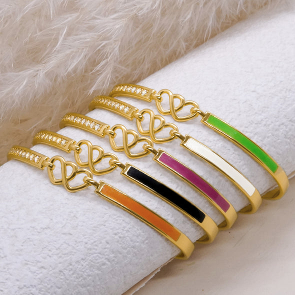 Mother and Daughter Forever Linked Heart Bangle