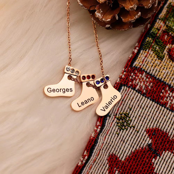 Christmas gift Sock necklace Fashion everything stainless steel engraved name pendant Creative personality gift collarbone chain