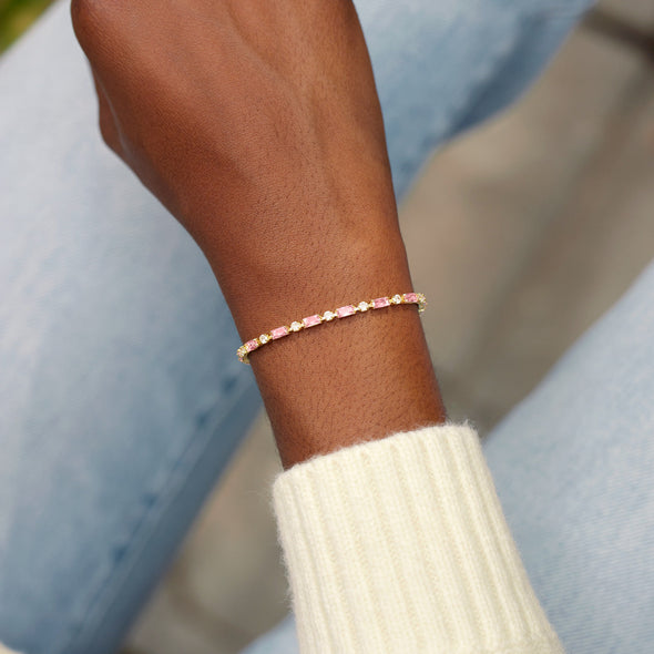 Pink And White Tennis Bracelet