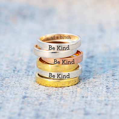 BE KIND...OF A BI♥CH MANTRA STERLING SILVER RING