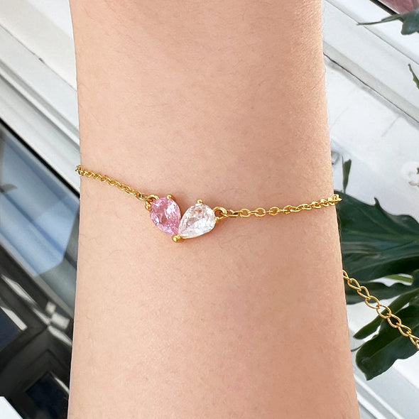 Custom Heart Birthstone Bracelet