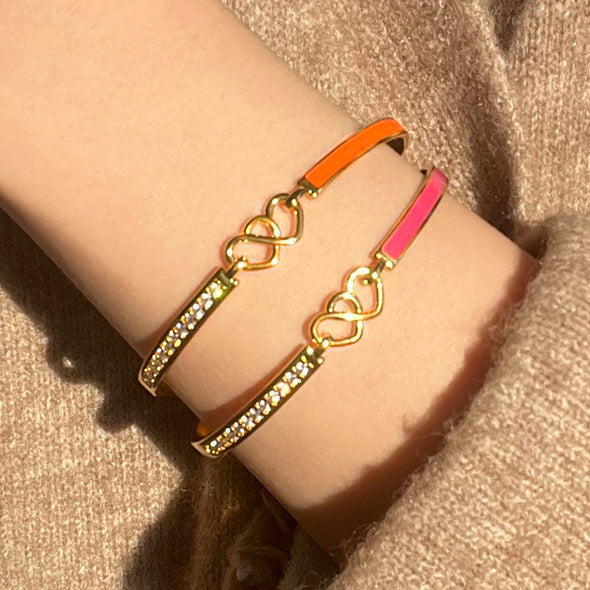 Mother and Daughter Forever Linked Heart Bangle
