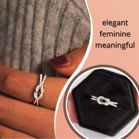 MOTHER & DAUGHTER RING SQUARE KNOT RING STERLING SILVER RING SIZE 5-10 WITH GIFT BOX AND POEM