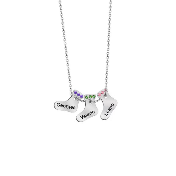 Christmas gift Sock necklace Fashion everything stainless steel engraved name pendant Creative personality gift collarbone chain
