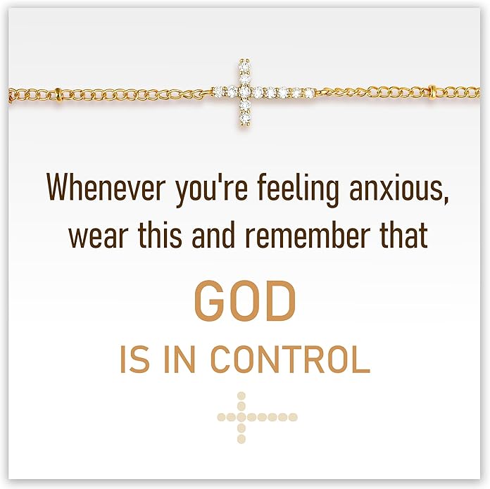 God in Control Crystal Cross Bracelet