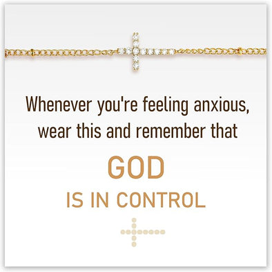 God in Control Crystal Cross Bracelet