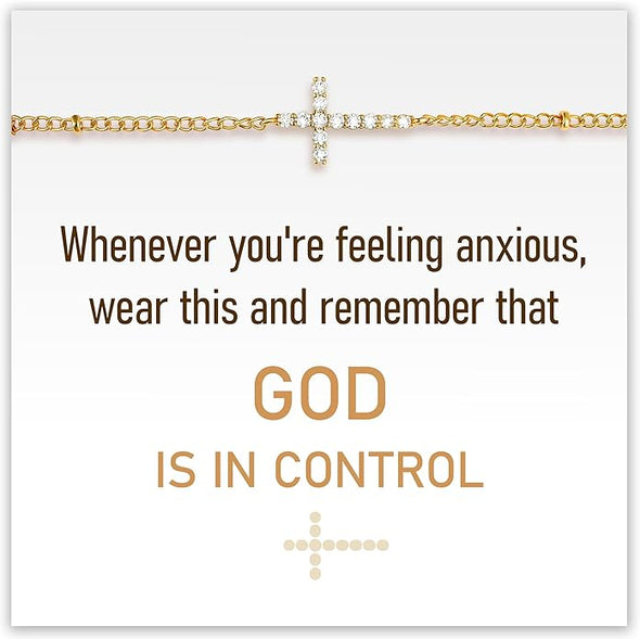 God in Control Crystal Cross Bracelet